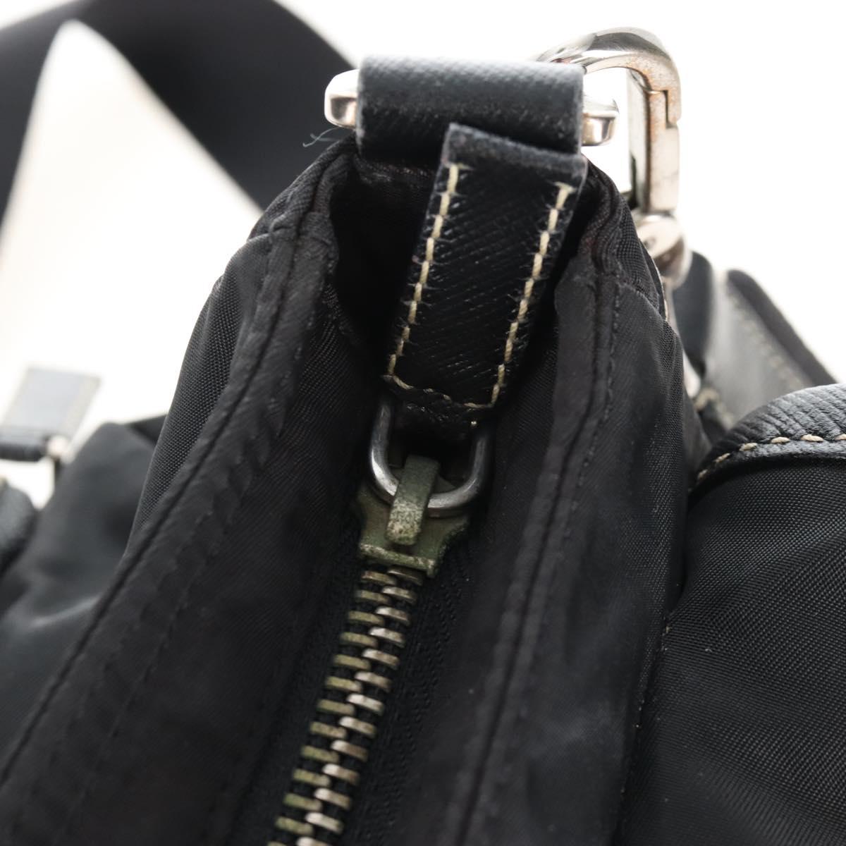 PRADA Shoulder Bag Nylon Black Silver Auth 210770V