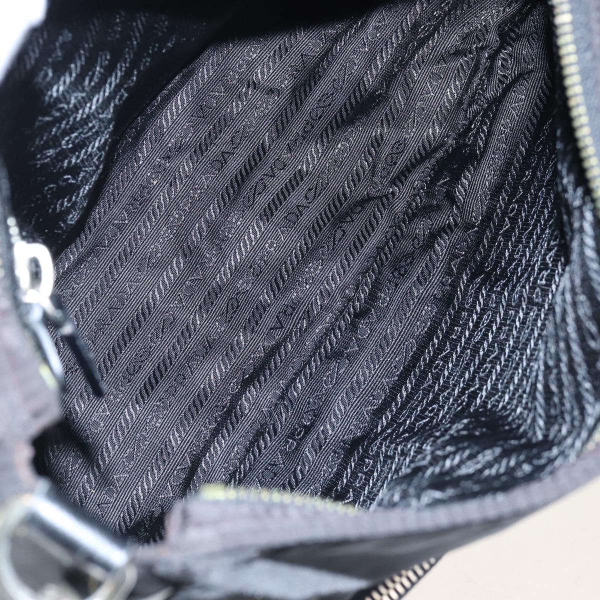 PRADA Shoulder Bag Nylon Black Silver Auth 210770V