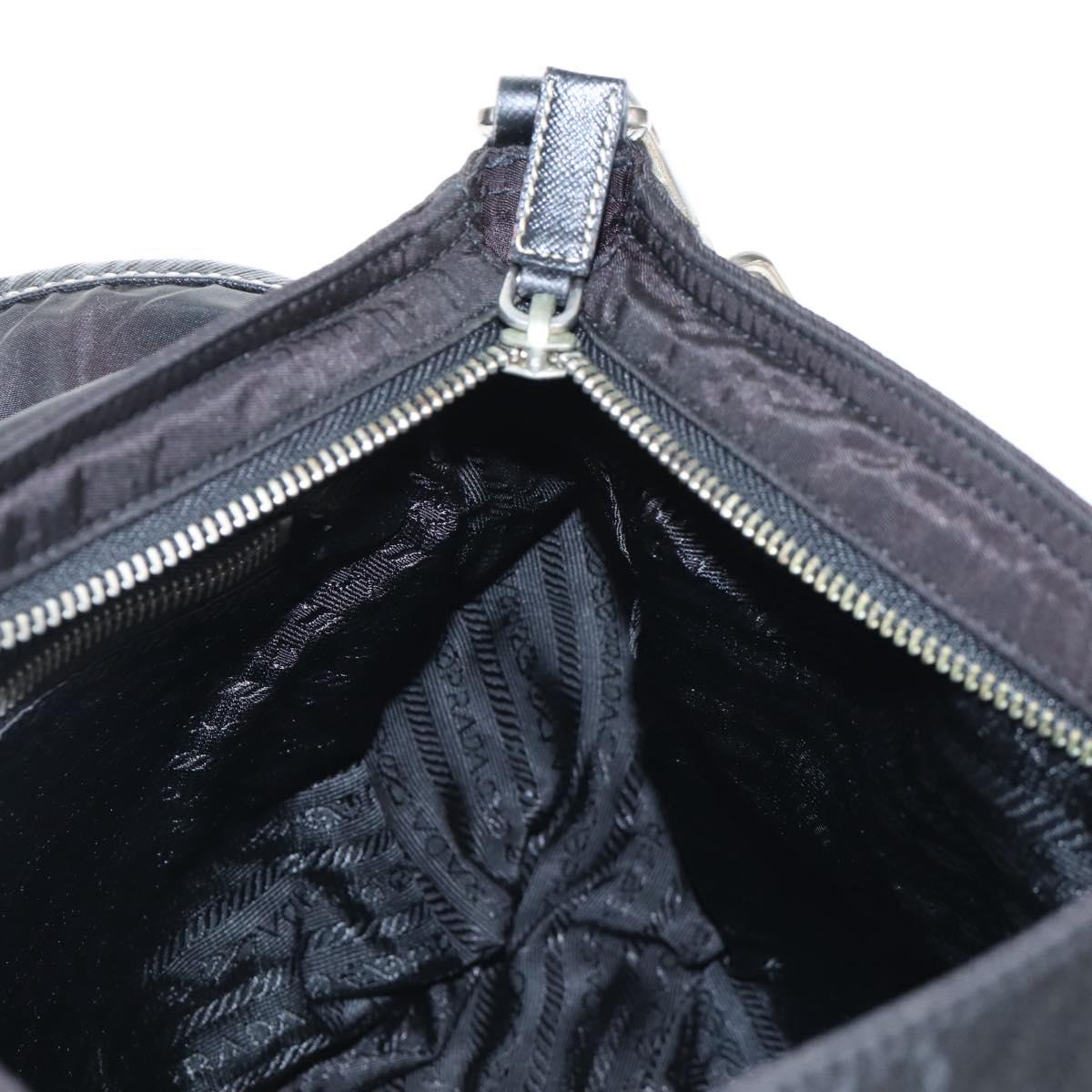 PRADA Shoulder Bag Nylon Black Silver Auth 210770V