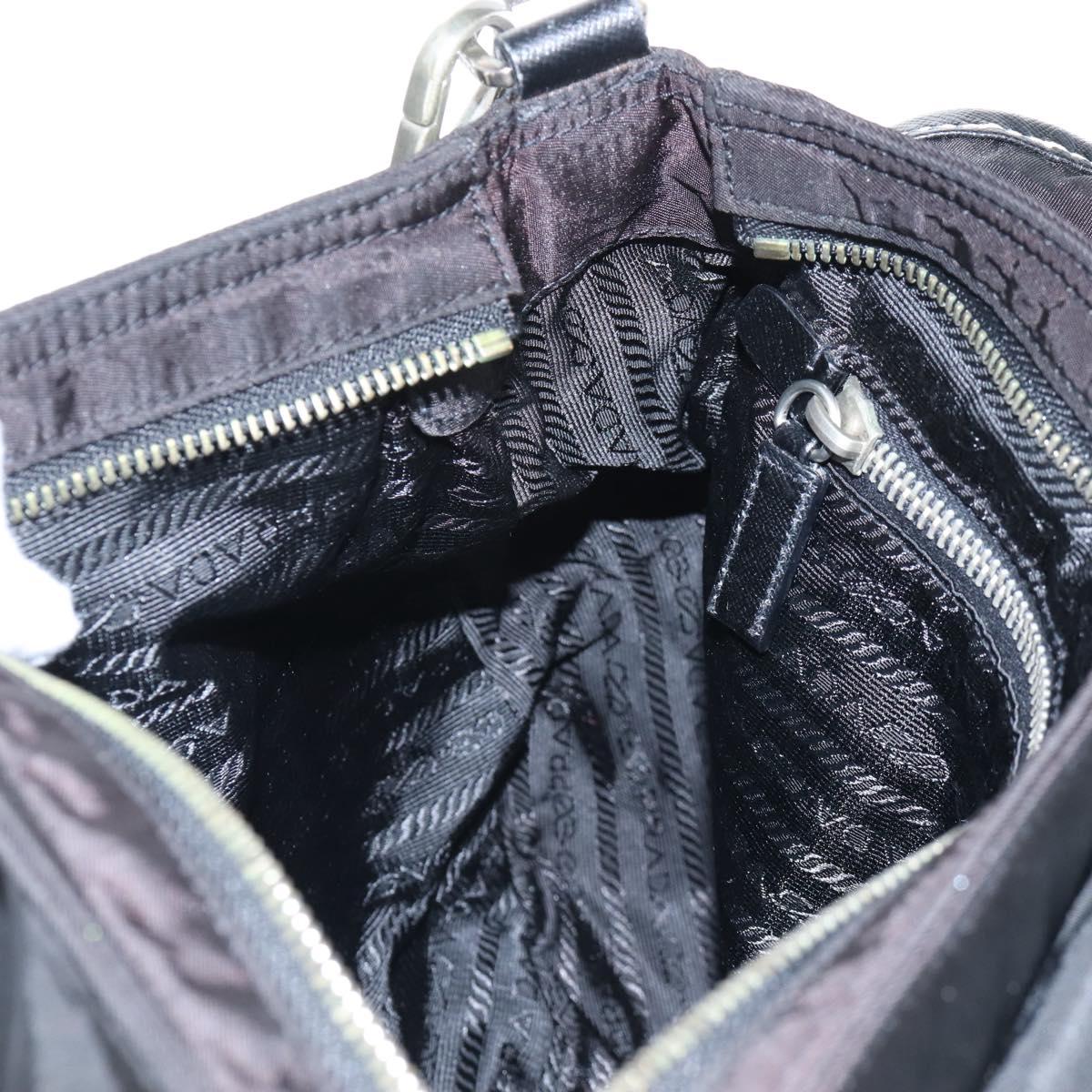 PRADA Shoulder Bag Nylon Black Silver Auth 210770V