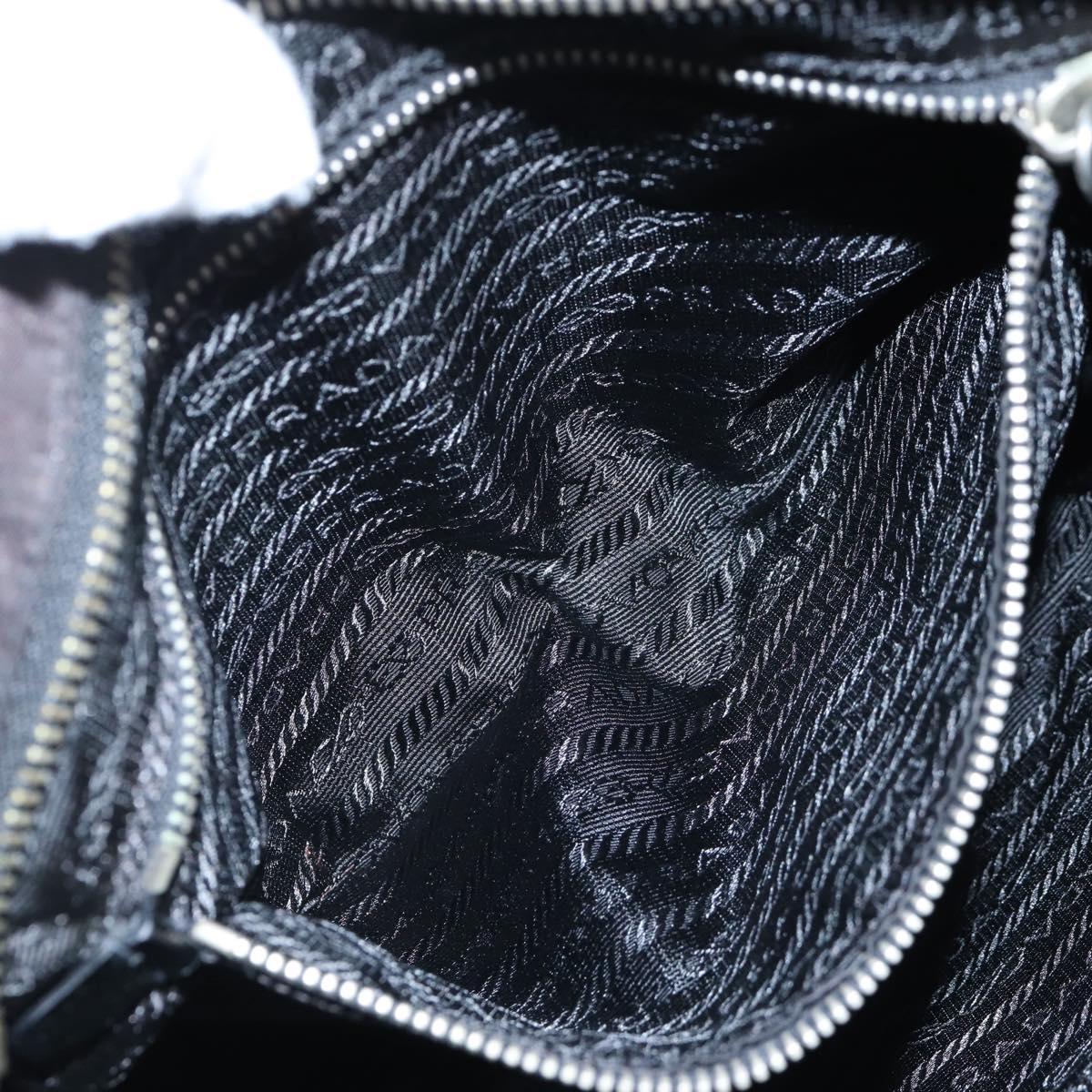PRADA Shoulder Bag Nylon Black Silver Auth 210770V