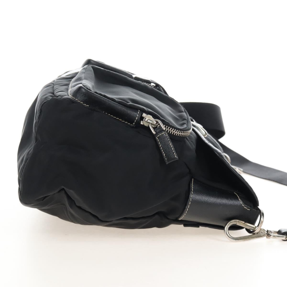 PRADA Shoulder Bag Nylon Black Silver Auth 210770V