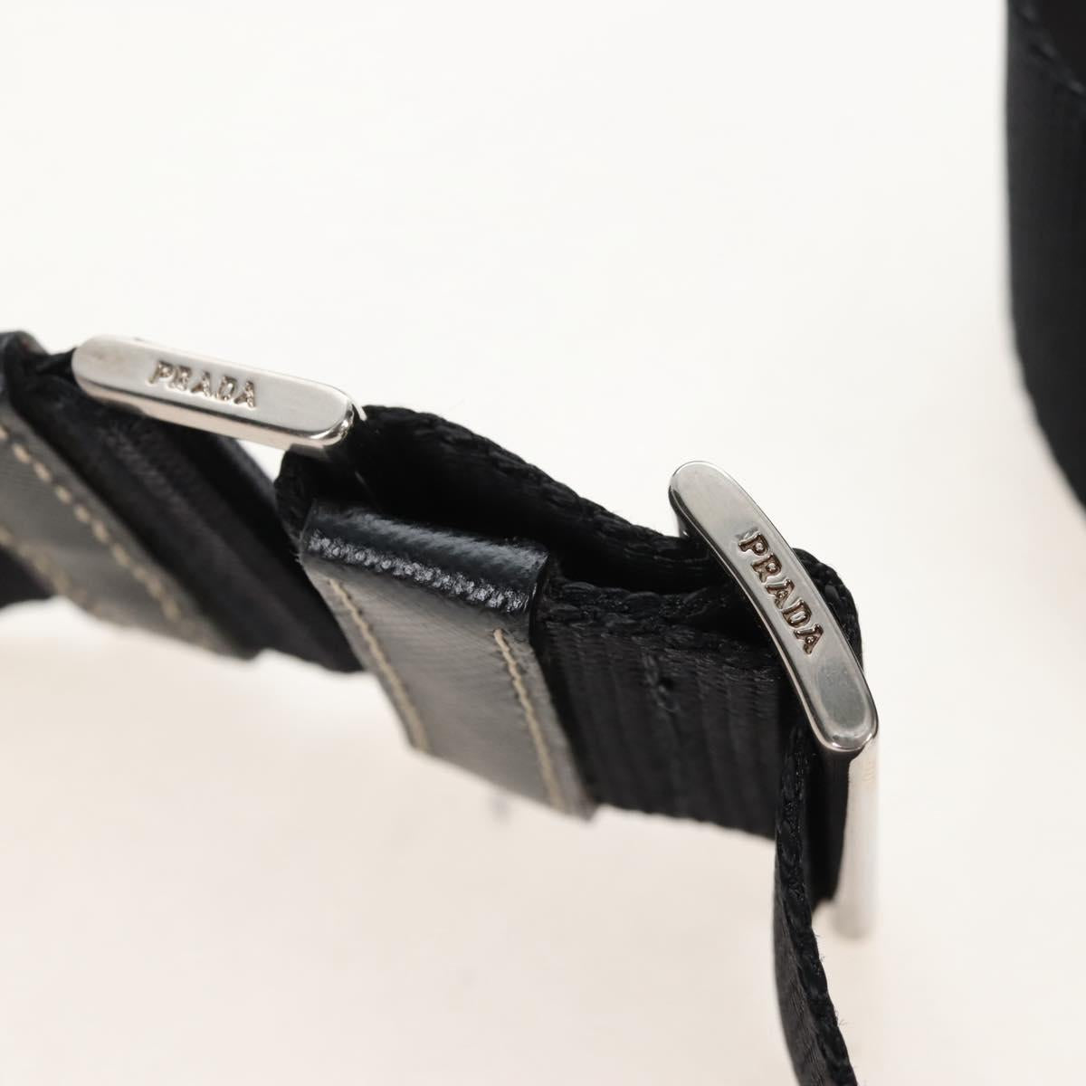 PRADA Shoulder Bag Nylon Black Silver Auth 210770V