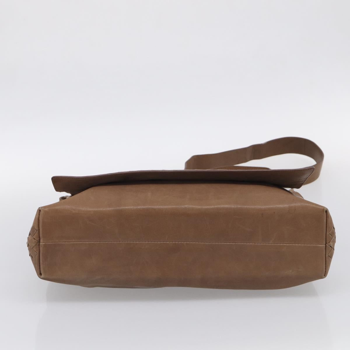Bottega Veneta INTRECCIATO Shoulder Bag Leather Beige 221065 Auth 210771A