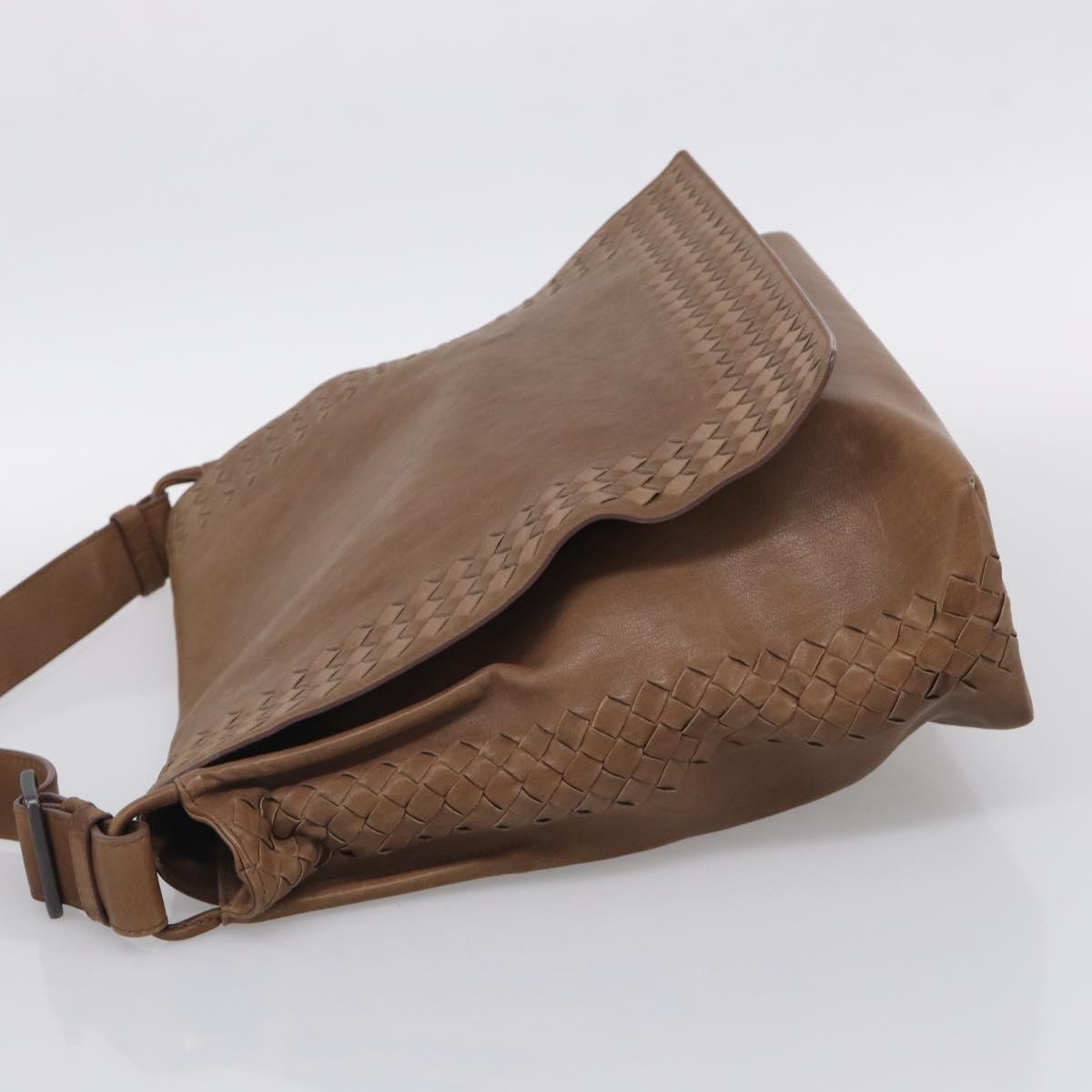 Bottega Veneta INTRECCIATO Shoulder Bag Leather Beige 221065 Auth 210771A
