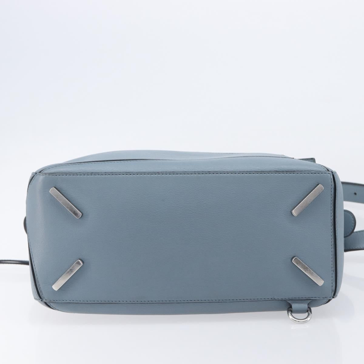 LOEWE Puzzle Bag Hand Bag Leather 2way Light Blue Silver Auth 210776M