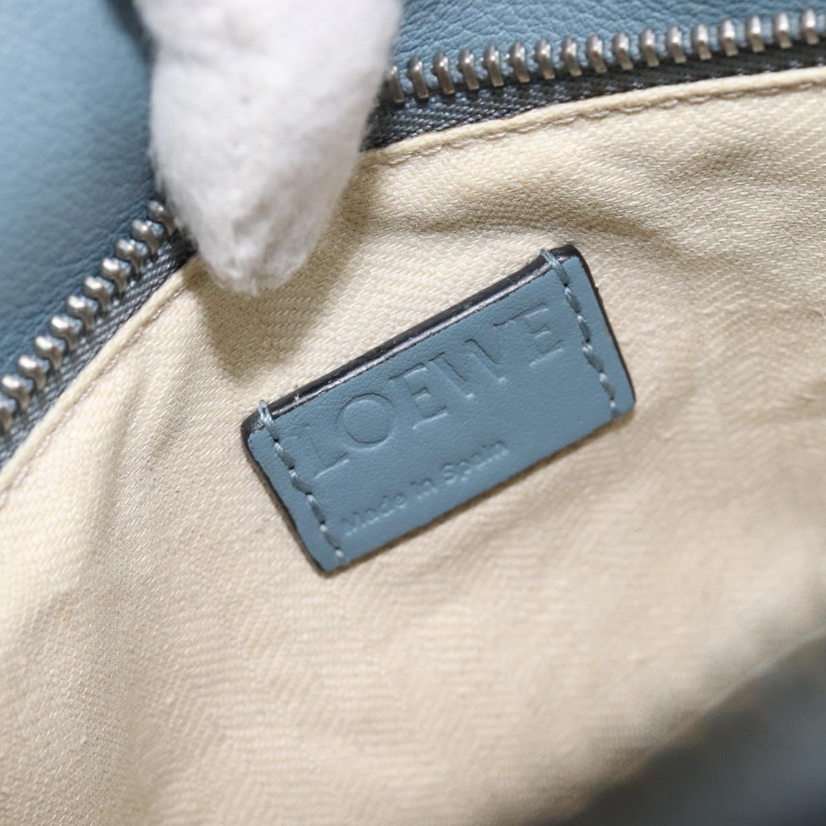 LOEWE Puzzle Bag Hand Bag Leather 2way Light Blue Silver Auth 210776M