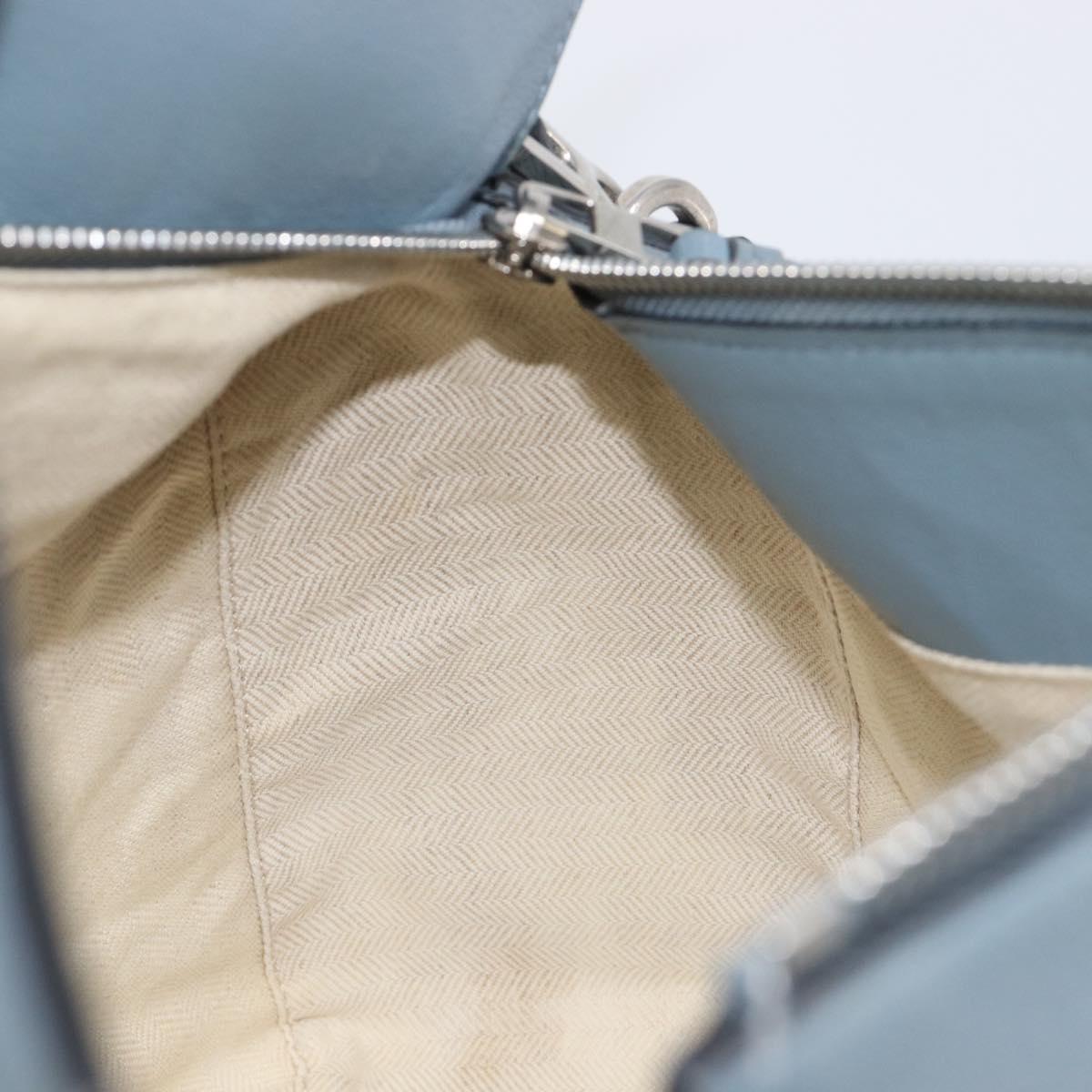 LOEWE Puzzle Bag Hand Bag Leather 2way Light Blue Silver Auth 210776M