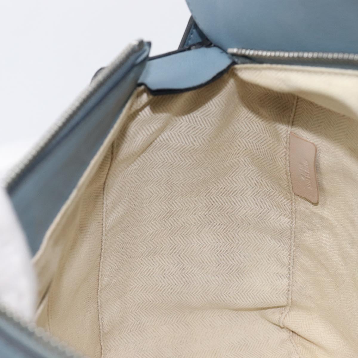 LOEWE Puzzle Bag Hand Bag Leather 2way Light Blue Silver Auth 210776M