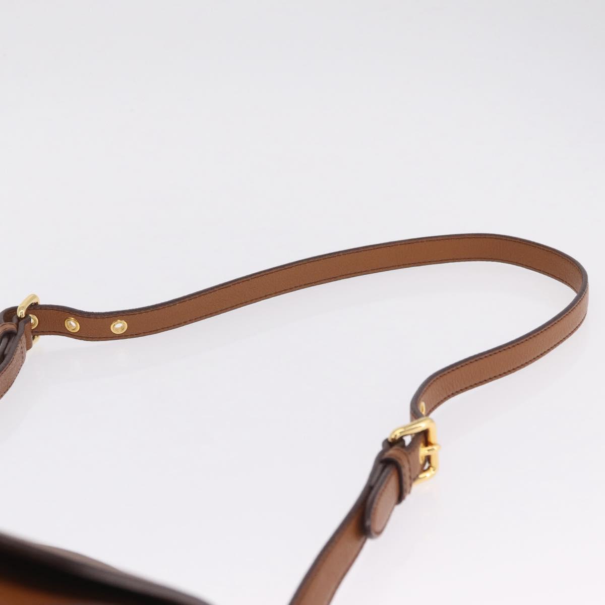Miu Miu Madras Hand Bag Leather 2way Brown Gold Auth 210778V