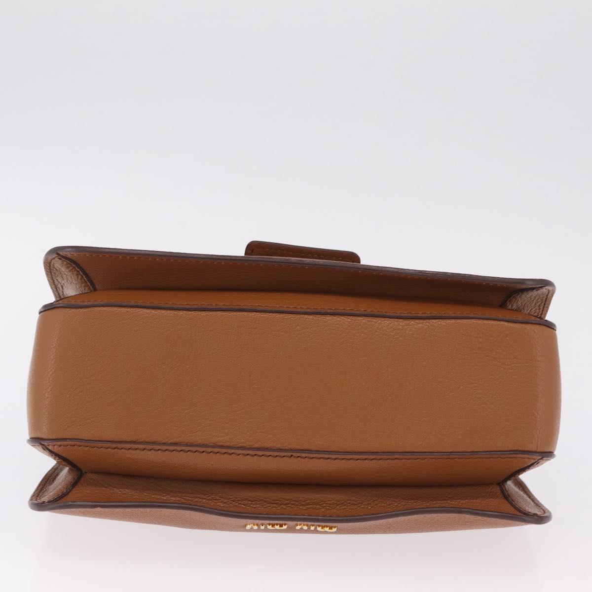 Miu Miu Madras Hand Bag Leather 2way Brown Gold Auth 210778V