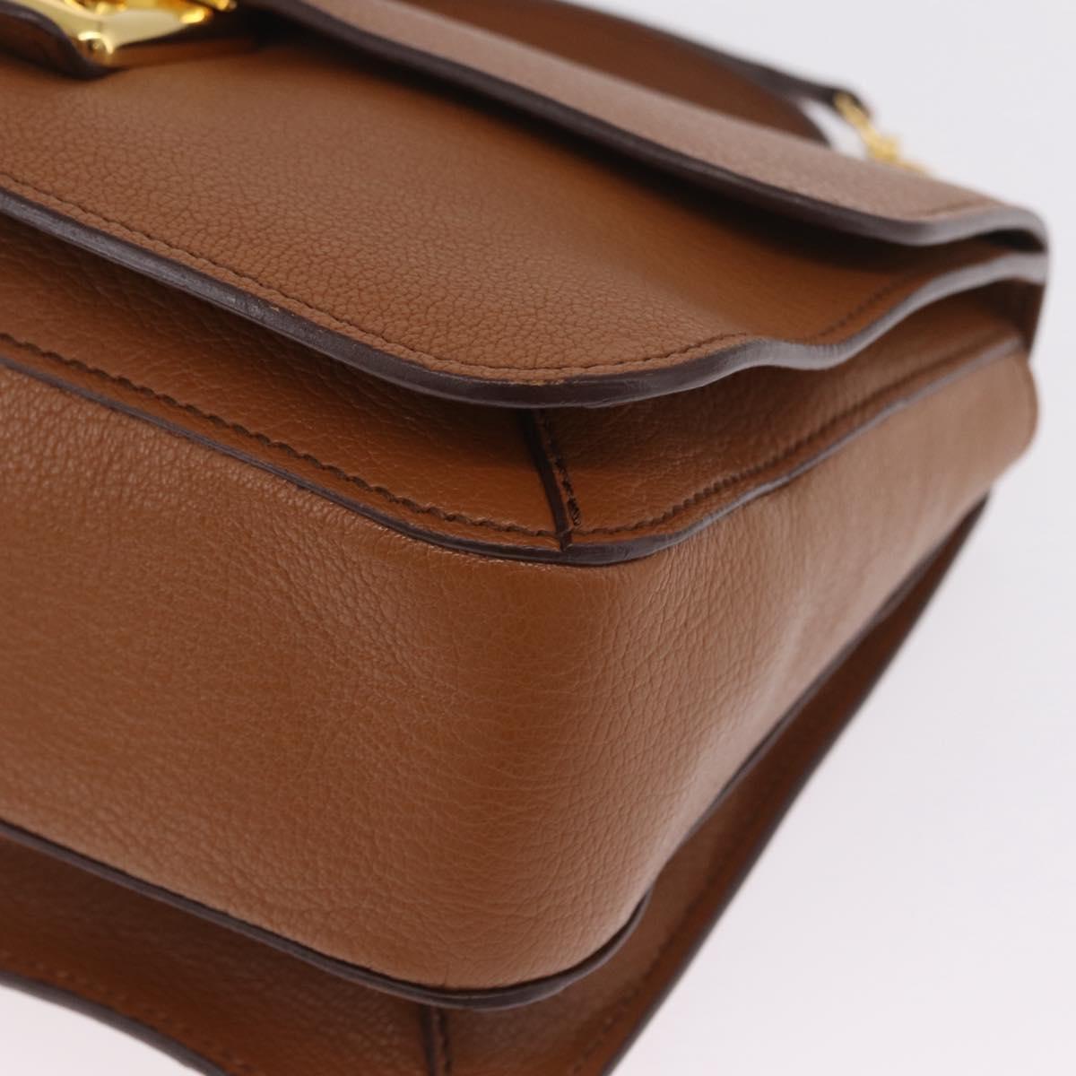 Miu Miu Madras Hand Bag Leather 2way Brown Gold Auth 210778V
