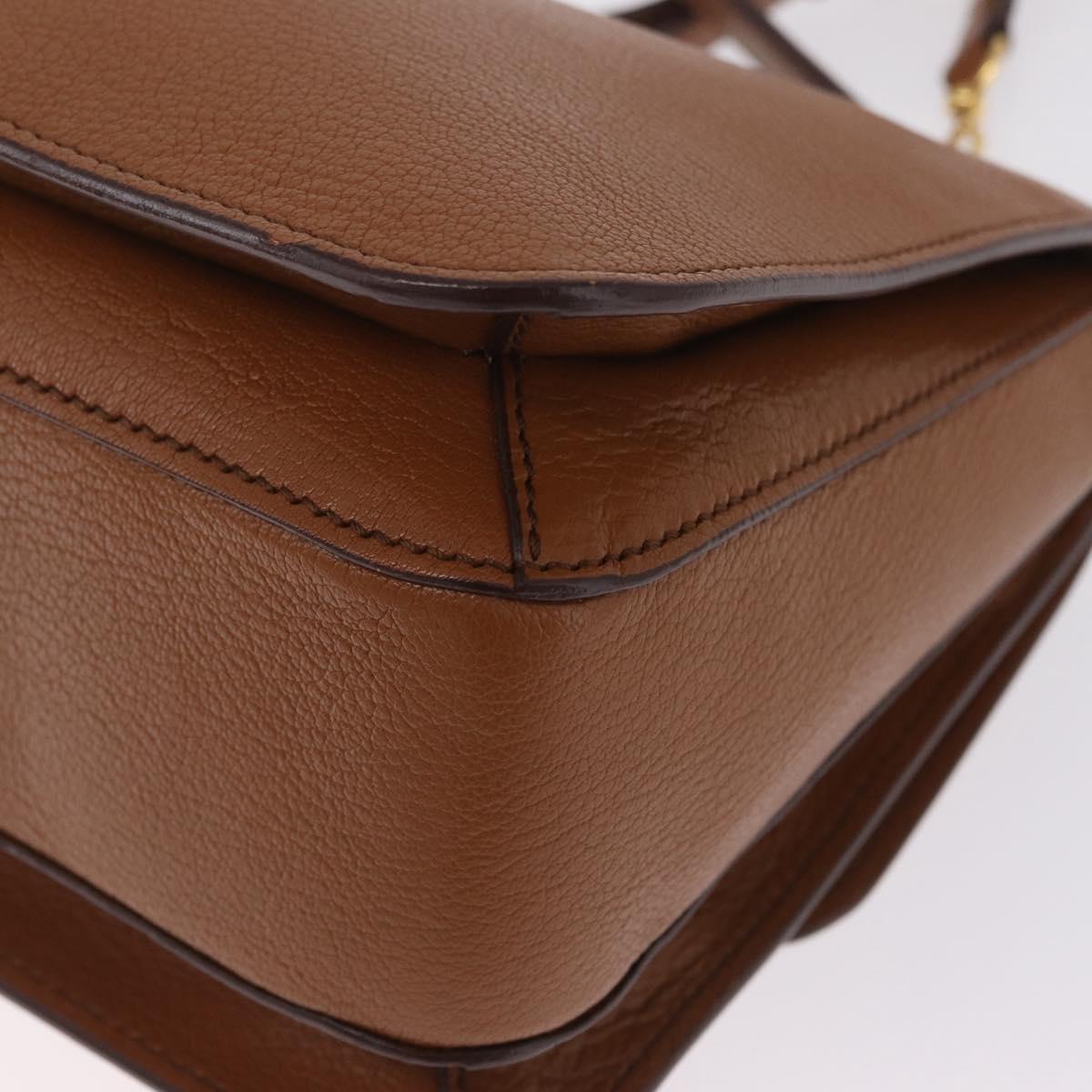 Miu Miu Madras Hand Bag Leather 2way Brown Gold Auth 210778V