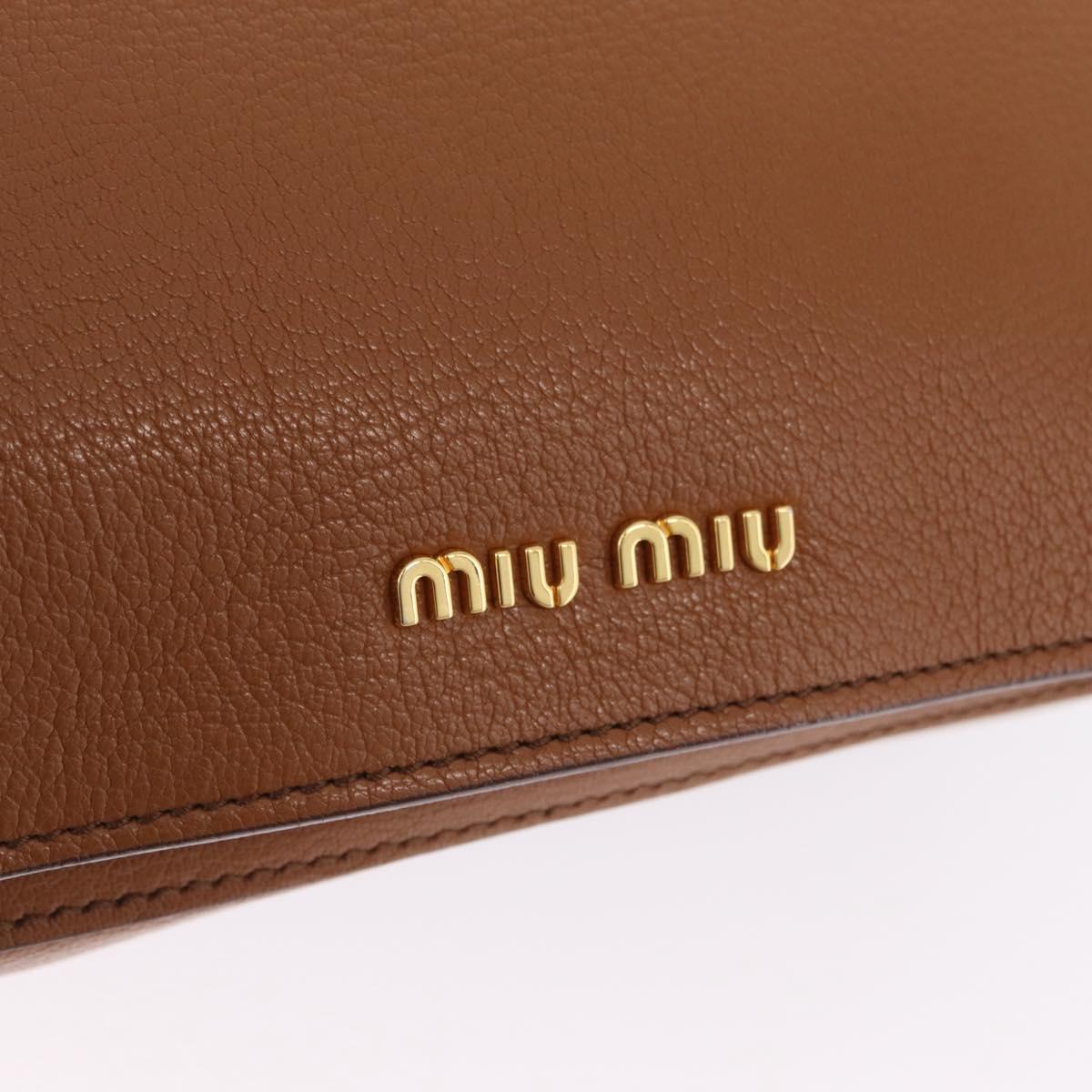 Miu Miu Madras Hand Bag Leather 2way Brown Gold Auth 210778V