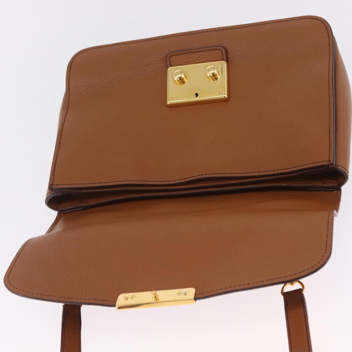 Miu Miu Madras Hand Bag Leather 2way Brown Gold Auth 210778V