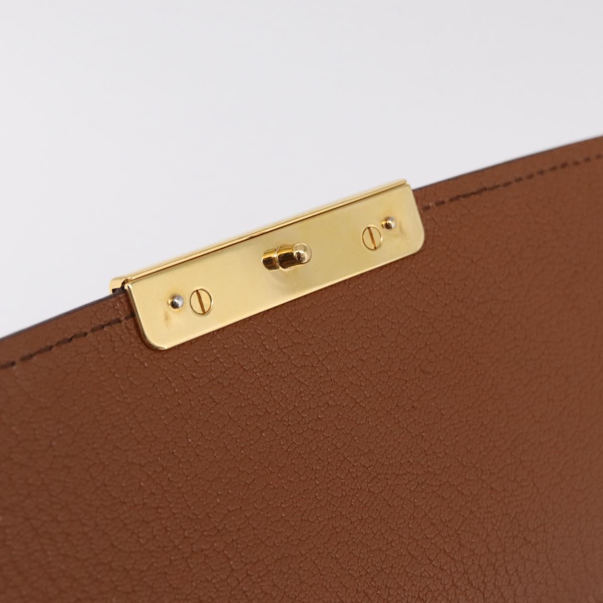 Miu Miu Madras Hand Bag Leather 2way Brown Gold Auth 210778V