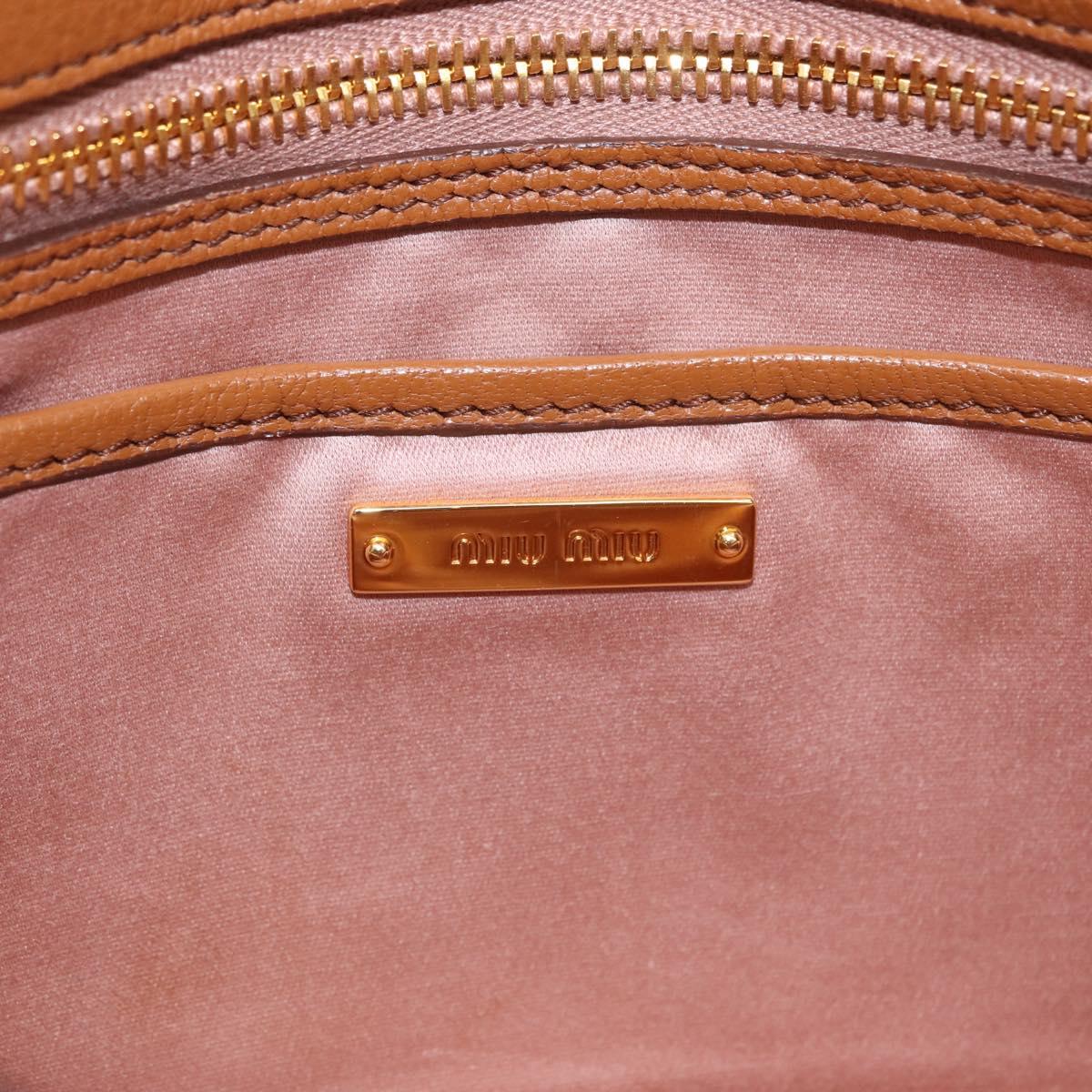 Miu Miu Madras Hand Bag Leather 2way Brown Gold Auth 210778V