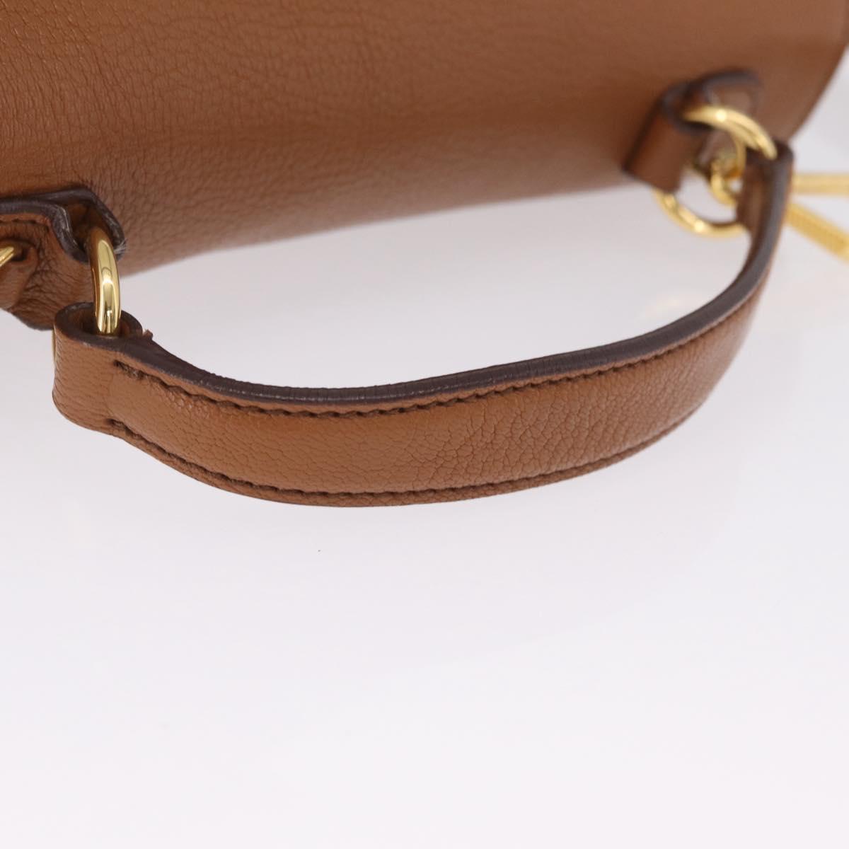 Miu Miu Madras Hand Bag Leather 2way Brown Gold Auth 210778V