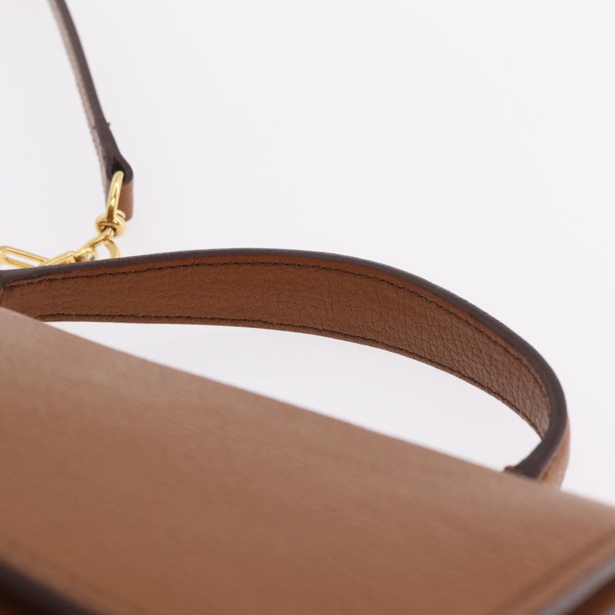 Miu Miu Madras Hand Bag Leather 2way Brown Gold Auth 210778V