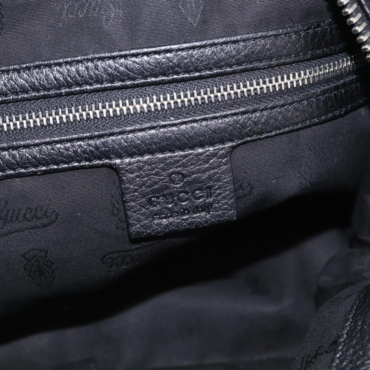 GUCCI Bamboo Shoulder Bag Leather Black Silver 232930 Auth 210779V
