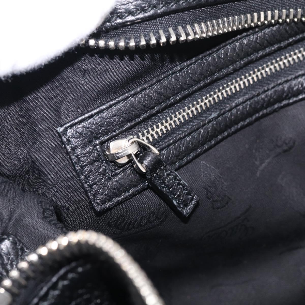 GUCCI Bamboo Shoulder Bag Leather Black Silver 232930 Auth 210779V