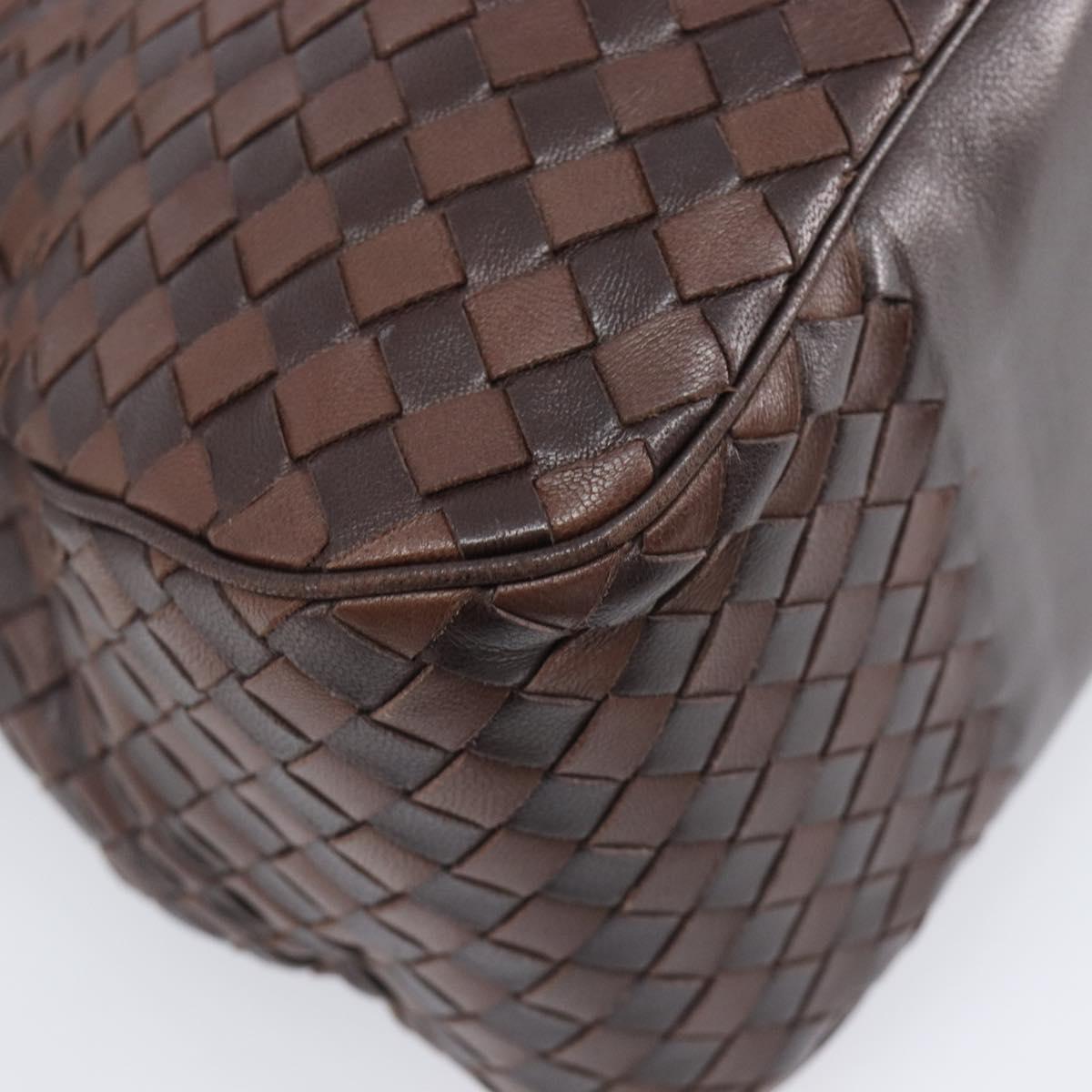 Bottega Veneta INTRECCIATO Shoulder Bag Leather Brown 142468 Auth 210785V