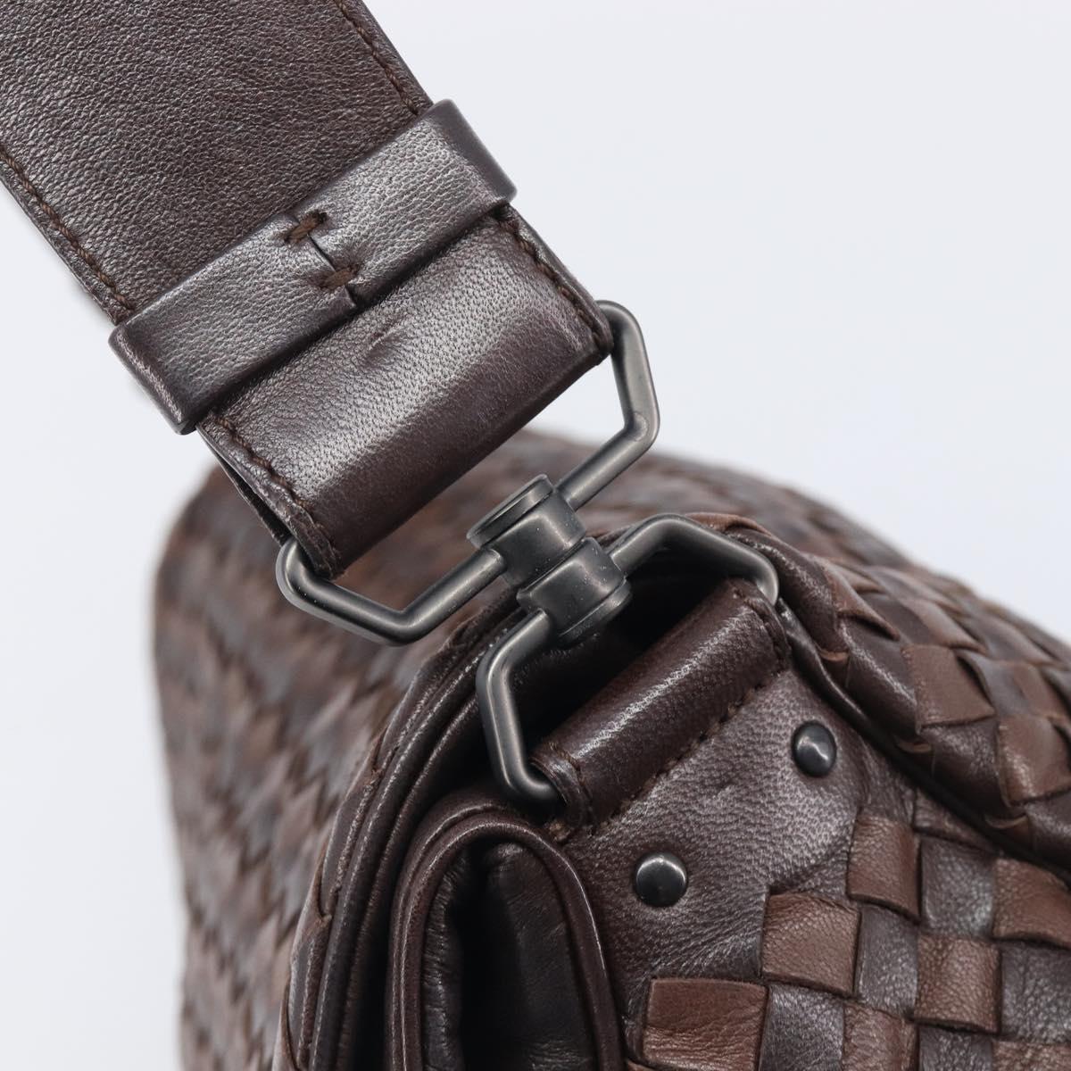 Bottega Veneta INTRECCIATO Shoulder Bag Leather Brown 142468 Auth 210785V