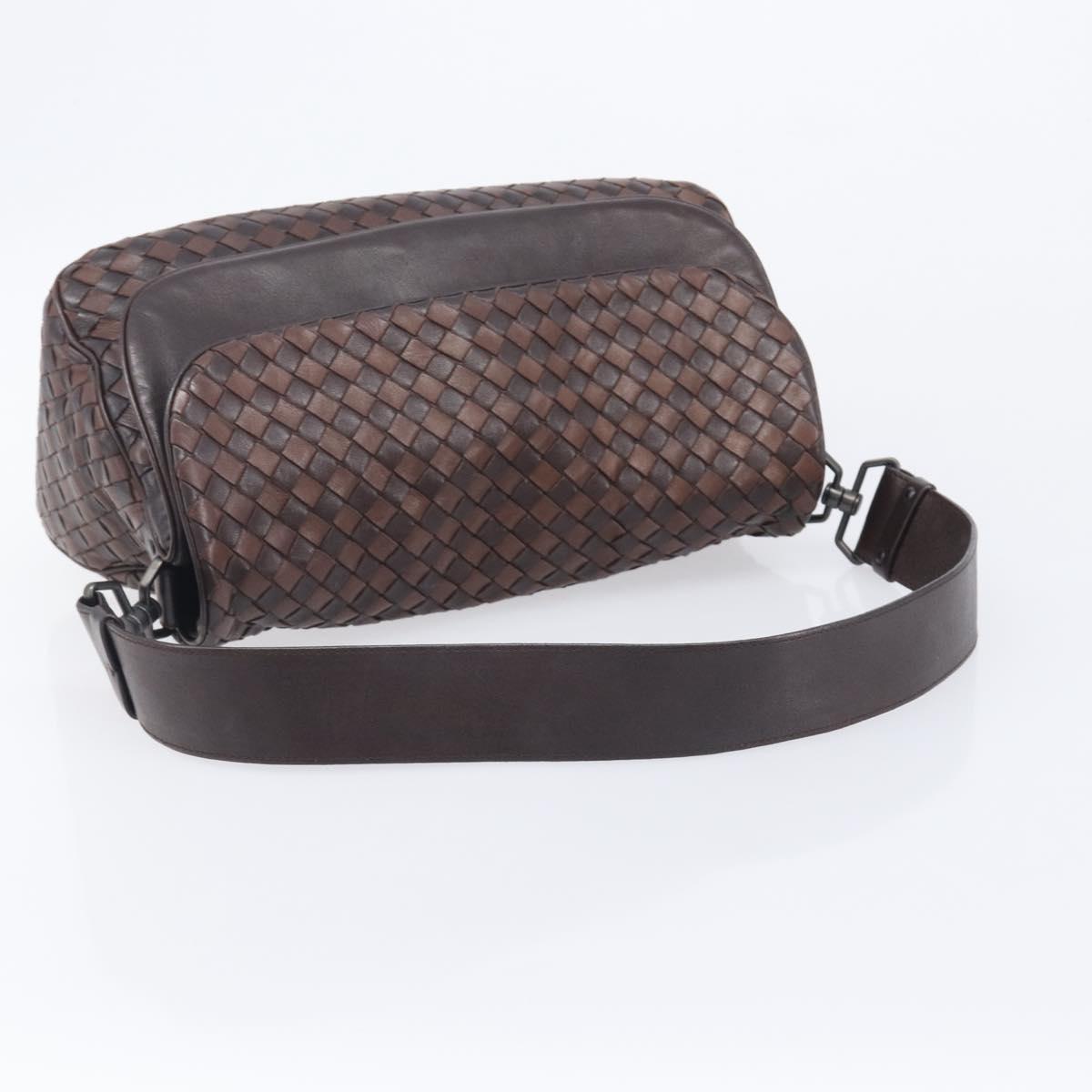Bottega Veneta INTRECCIATO Shoulder Bag Leather Brown 142468 Auth 210785V