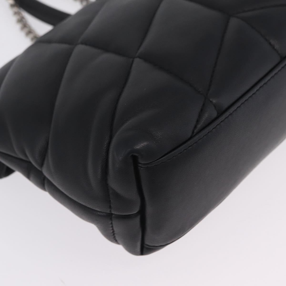 Saint Laurent Chain Lulu Shoulder Bag Leather Black Silver Auth 210788V
