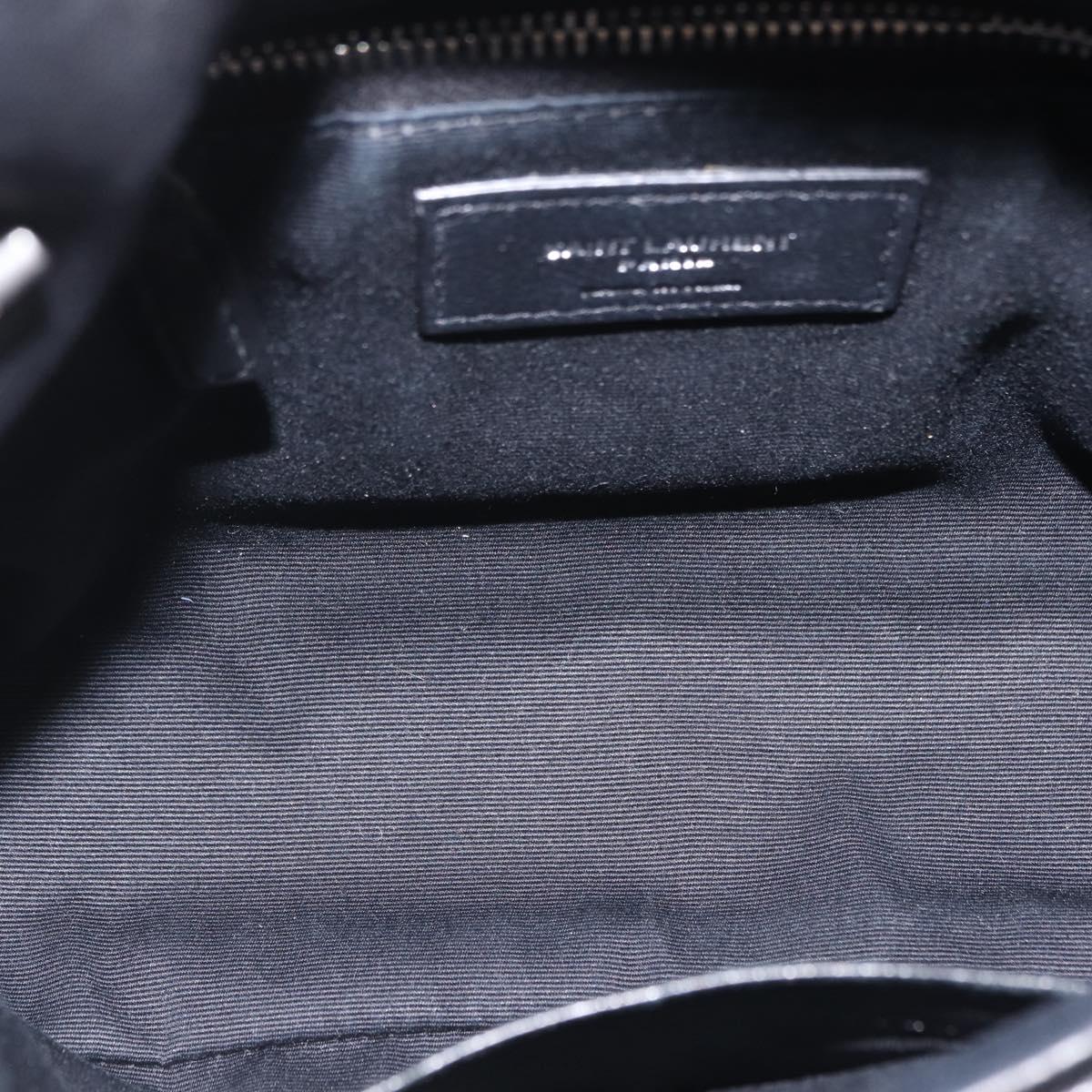 Saint Laurent Chain Lulu Shoulder Bag Leather Black Silver Auth 210788V