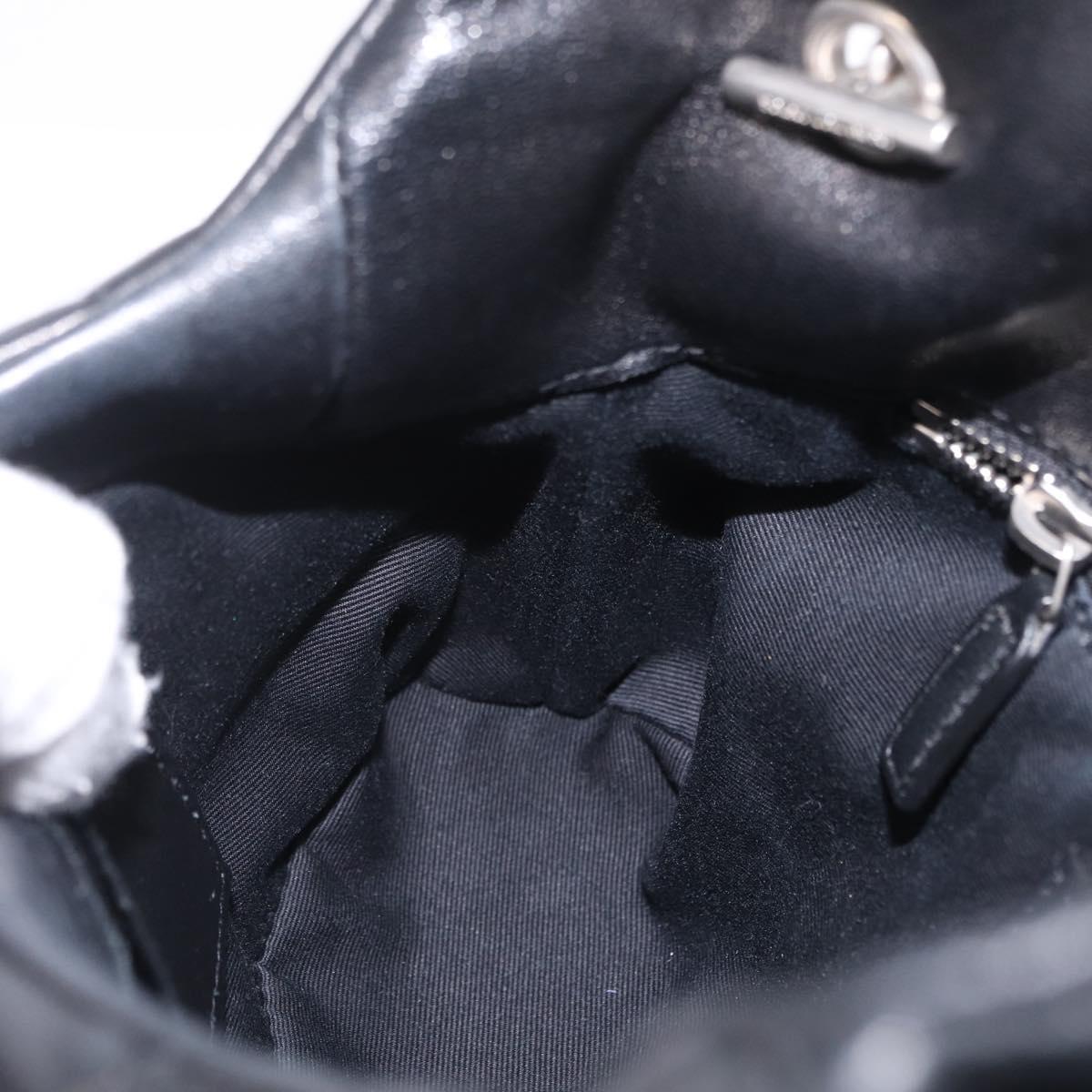 Saint Laurent Chain Lulu Shoulder Bag Leather Black Silver Auth 210788V