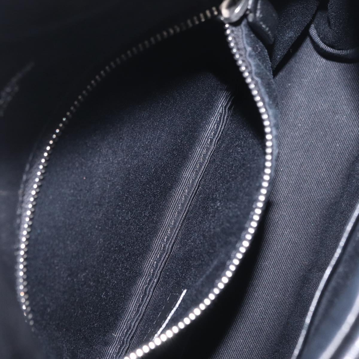 Saint Laurent Chain Lulu Shoulder Bag Leather Black Silver Auth 210788V