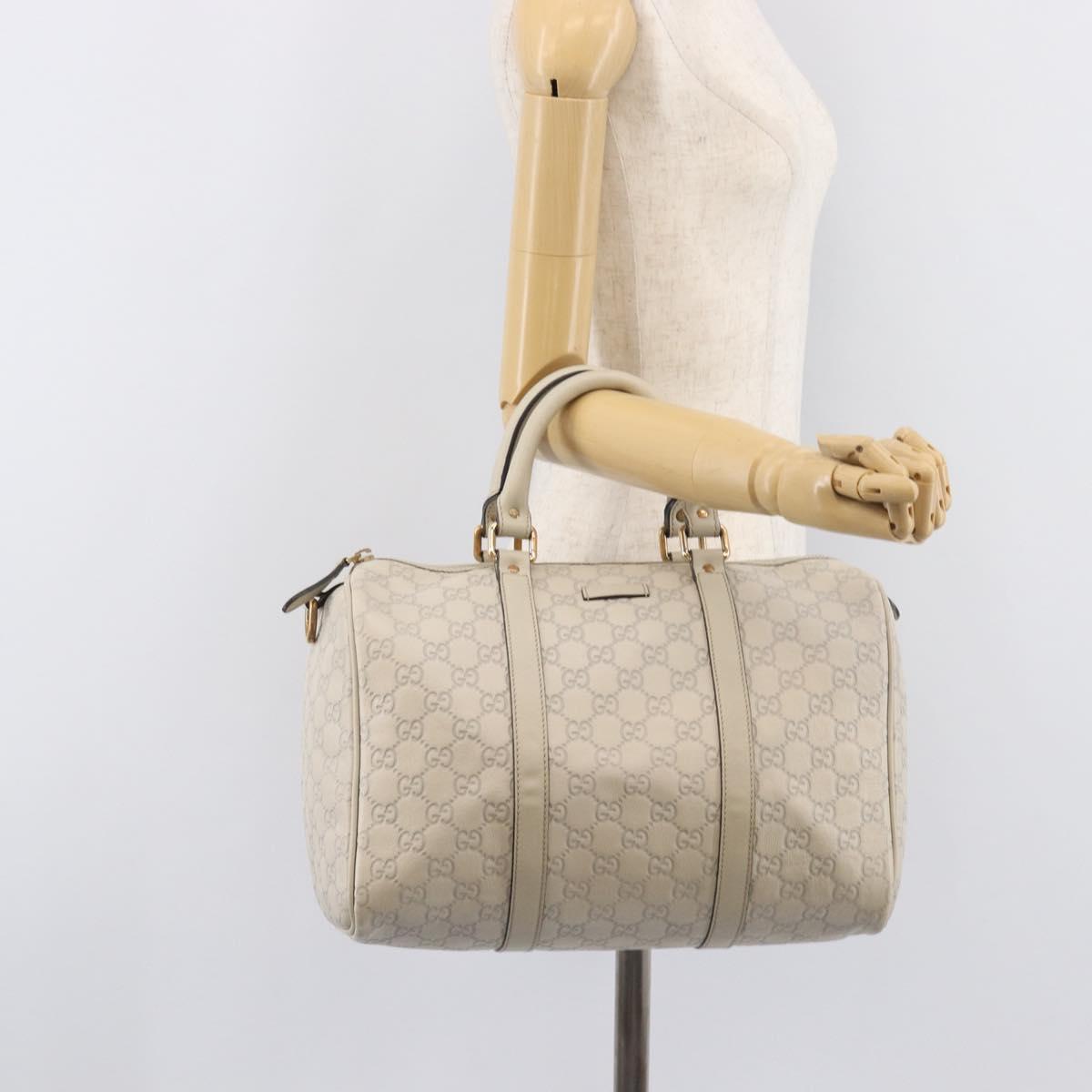 GUCCI Micro GG Canvas Guccissima Bag Leather Ivory Gold 265697 Auth 210790V