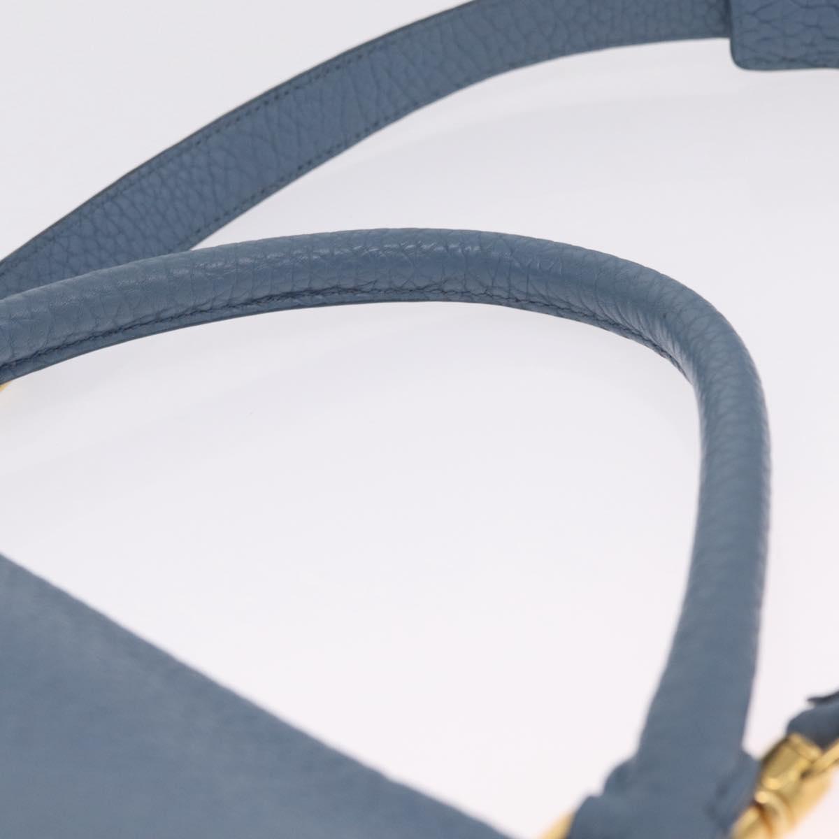 CELINE Trapeze Hand Bag Leather 2way Navy Gold Auth 210792V
