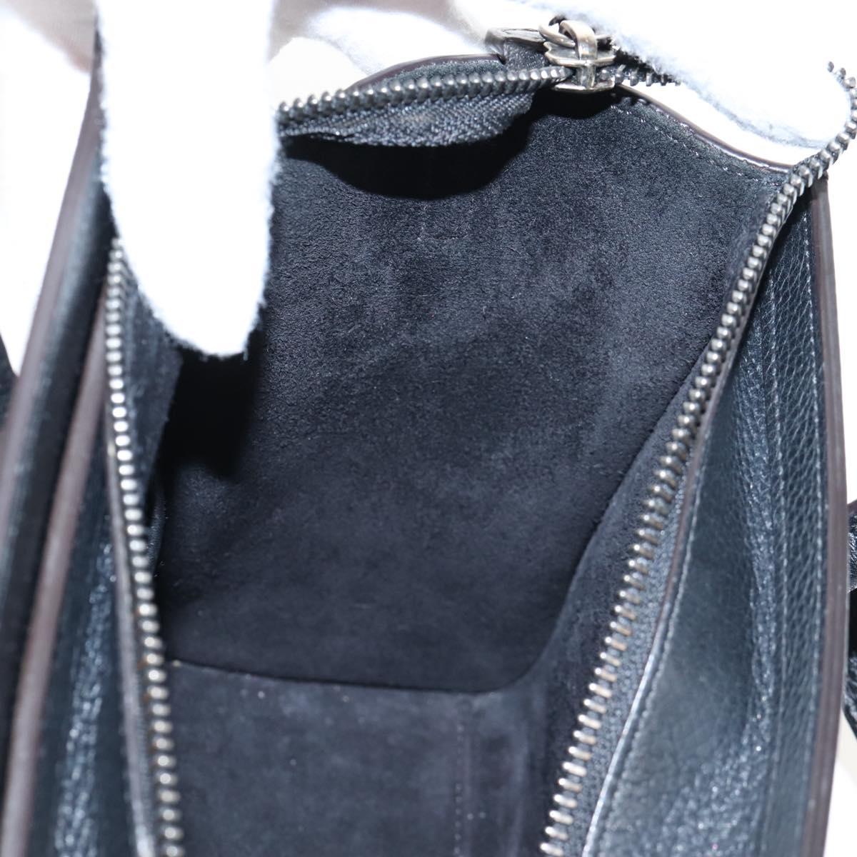 CELINE Luggage Nano Hand Bag Leather 2way Black Silver Auth 210812V