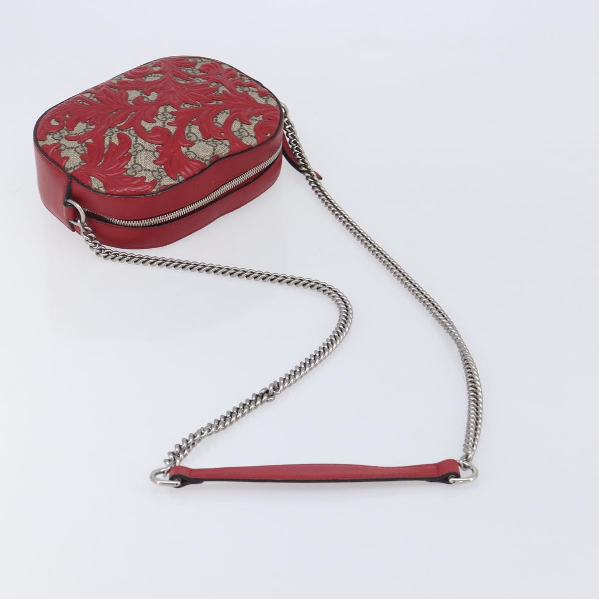 GUCCI GG Supreme Chain Shoulder Bag PVC Beige Silver 409535 Auth 210815V