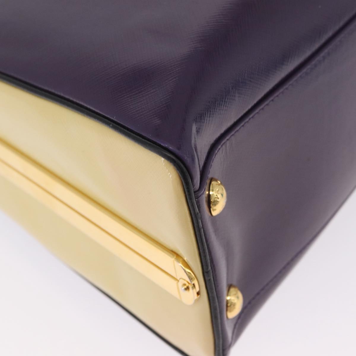 PRADA Hand Bag Saffiano leather Purple Gold Auth 210816A