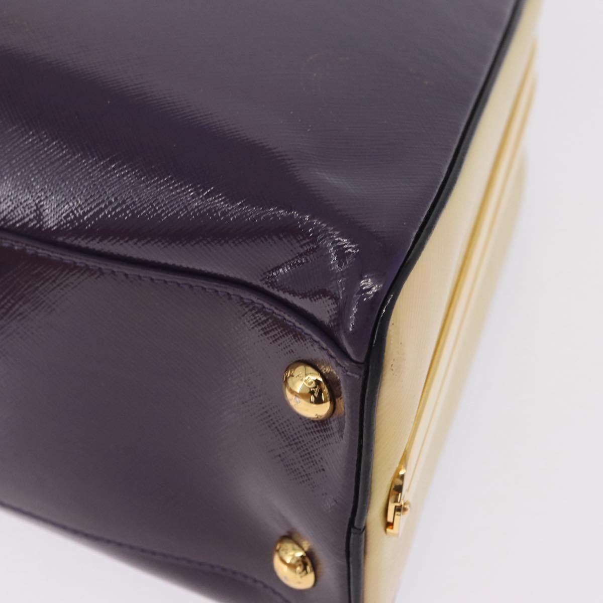 PRADA Hand Bag Saffiano leather Purple Gold Auth 210816A