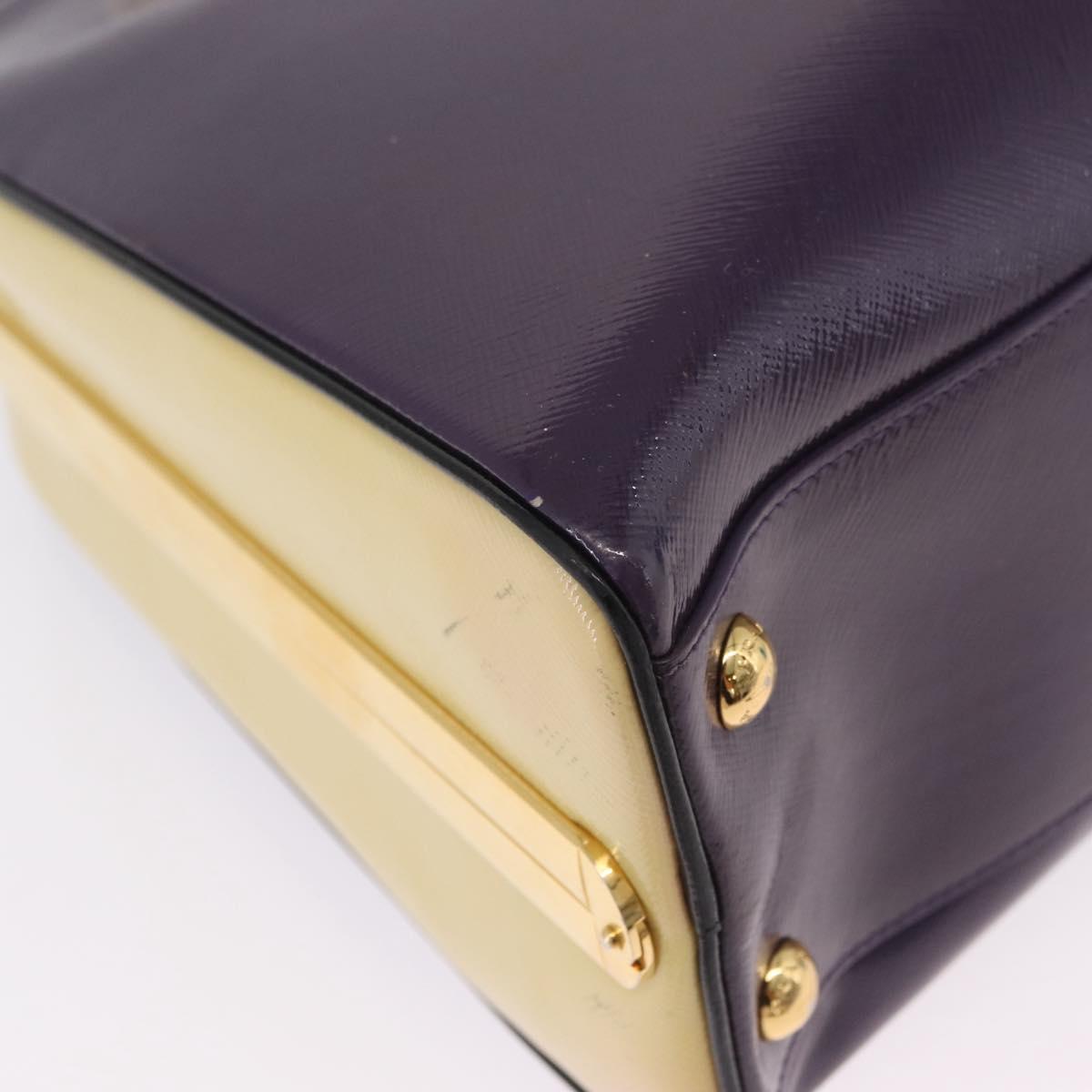 PRADA Hand Bag Saffiano leather Purple Gold Auth 210816A