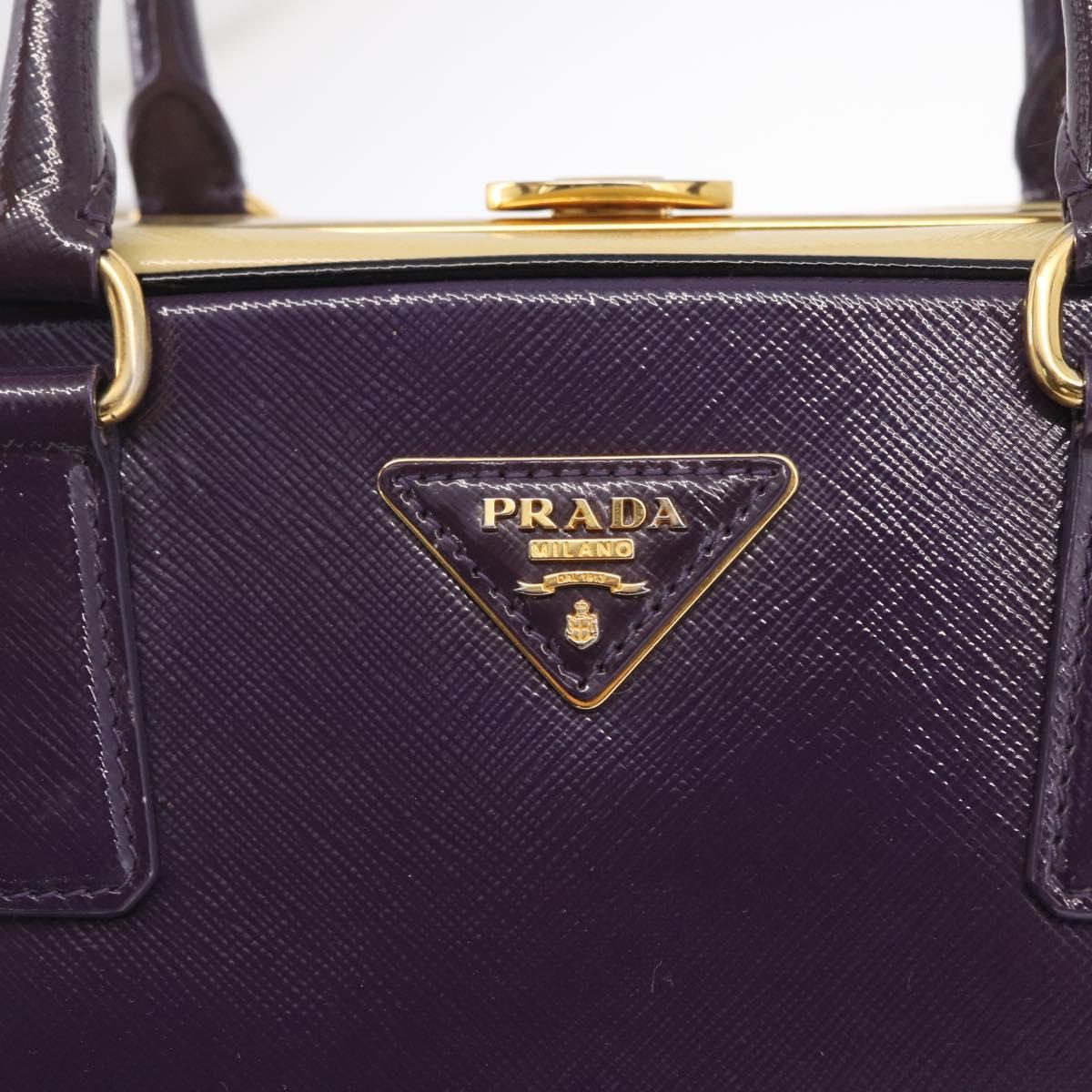PRADA Hand Bag Saffiano leather Purple Gold Auth 210816A