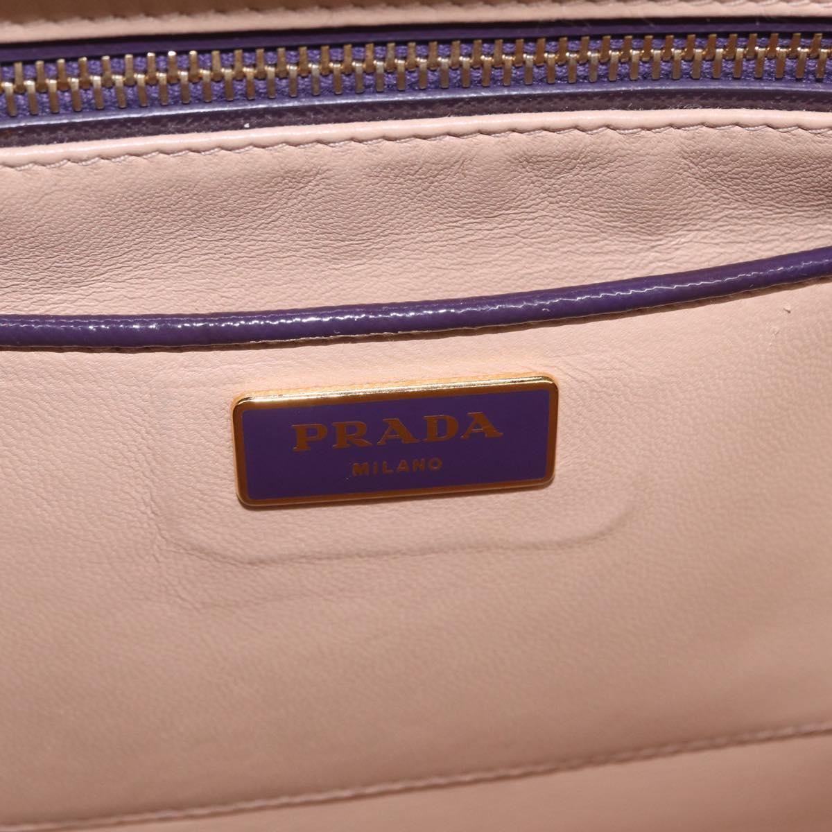 PRADA Hand Bag Saffiano leather Purple Gold Auth 210816A