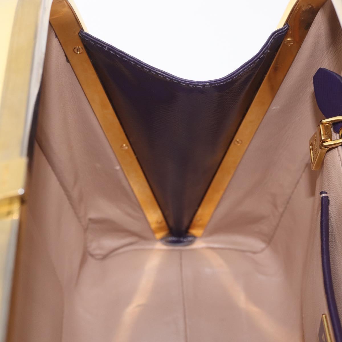 PRADA Hand Bag Saffiano leather Purple Gold Auth 210816A