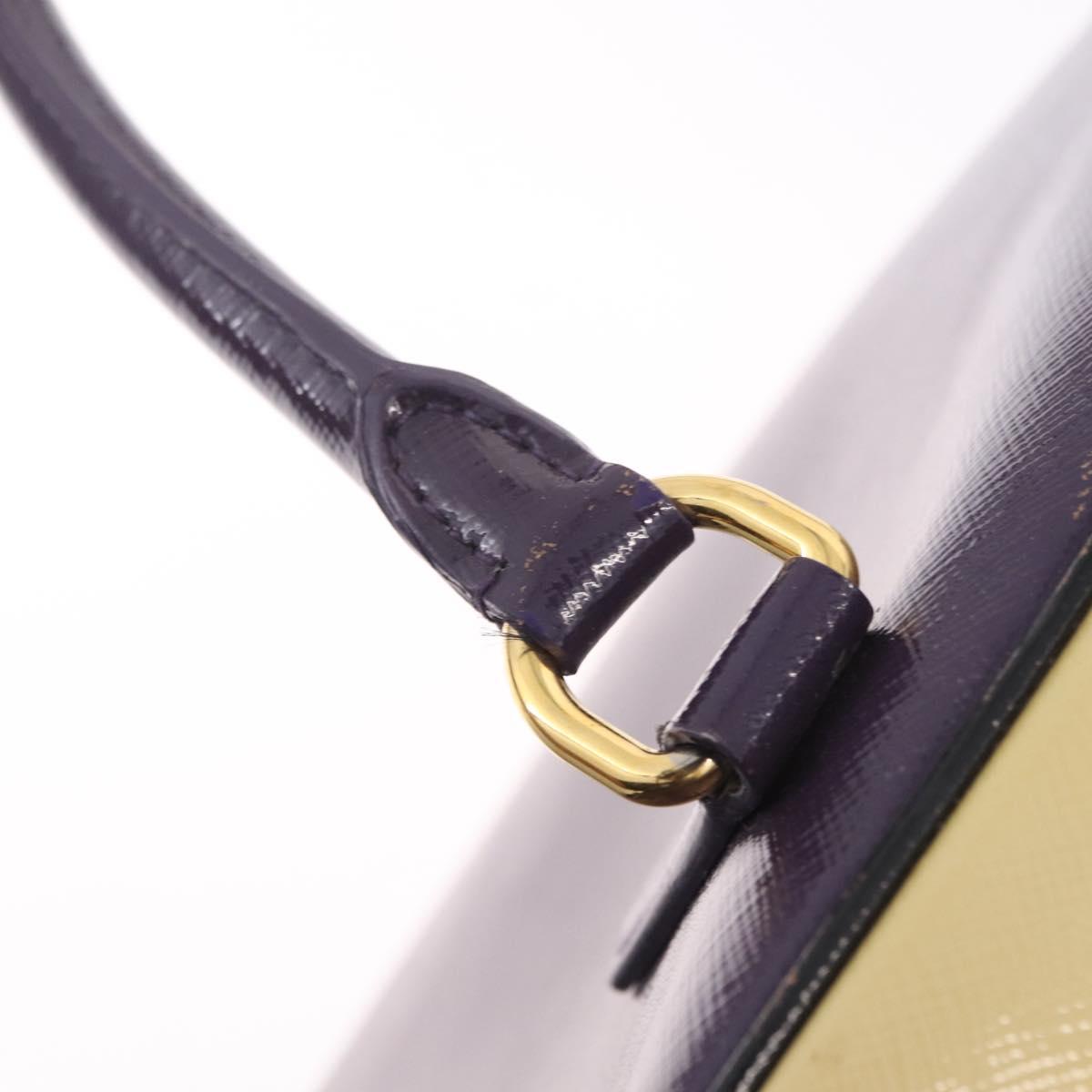 PRADA Hand Bag Saffiano leather Purple Gold Auth 210816A
