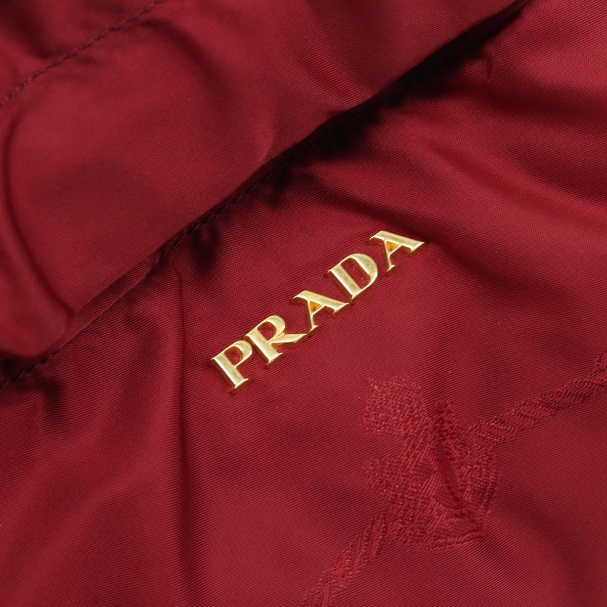 PRADA Tote Bag Nylon Red Gold Auth 210817A