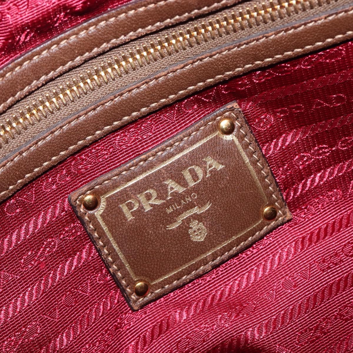 PRADA Tote Bag Nylon Red Gold Auth 210817A