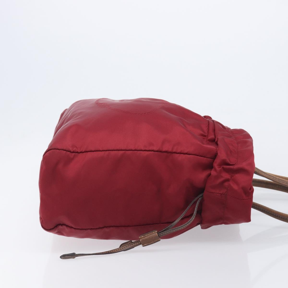 PRADA Tote Bag Nylon Red Gold Auth 210817A