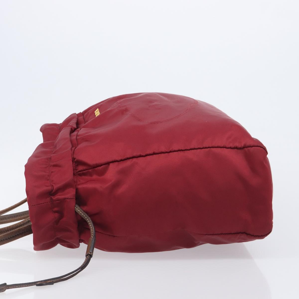 PRADA Tote Bag Nylon Red Gold Auth 210817A