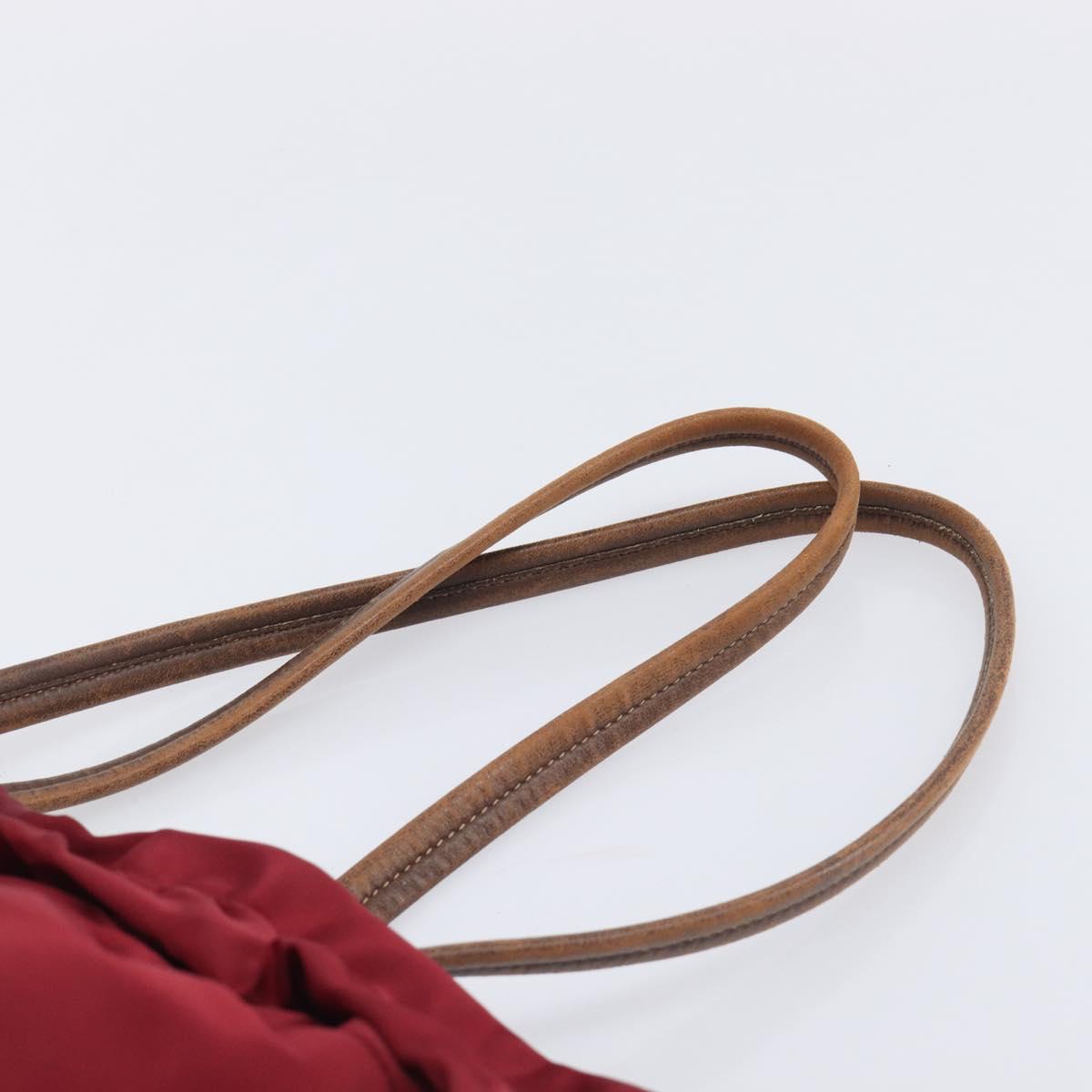 PRADA Tote Bag Nylon Red Gold Auth 210817A