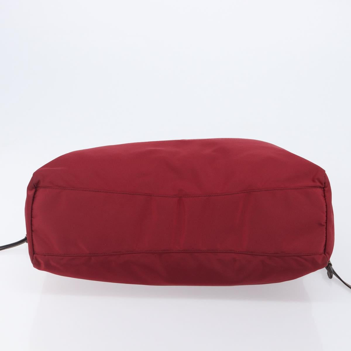 PRADA Tote Bag Nylon Red Gold Auth 210817A