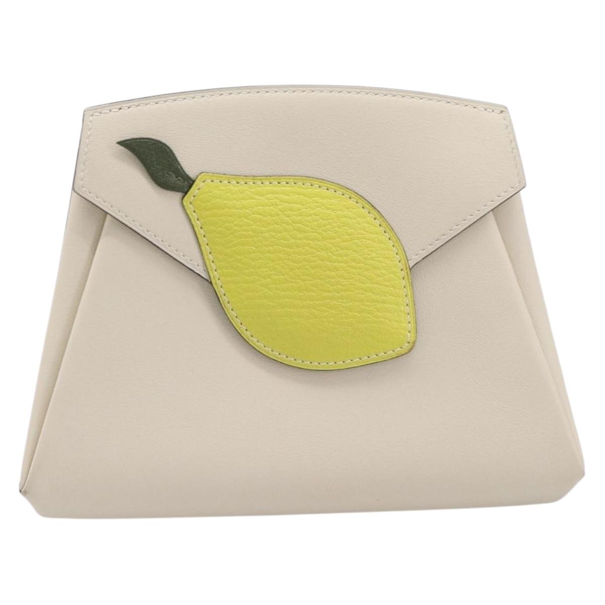 HERMES Tutti Frutti Pouch Leather Ivory Auth 210818SAM